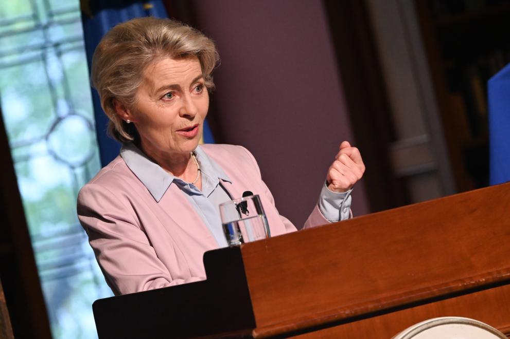 Ursula von der Leyen, President of the European Commission, delivers a keynote address at Princeton University