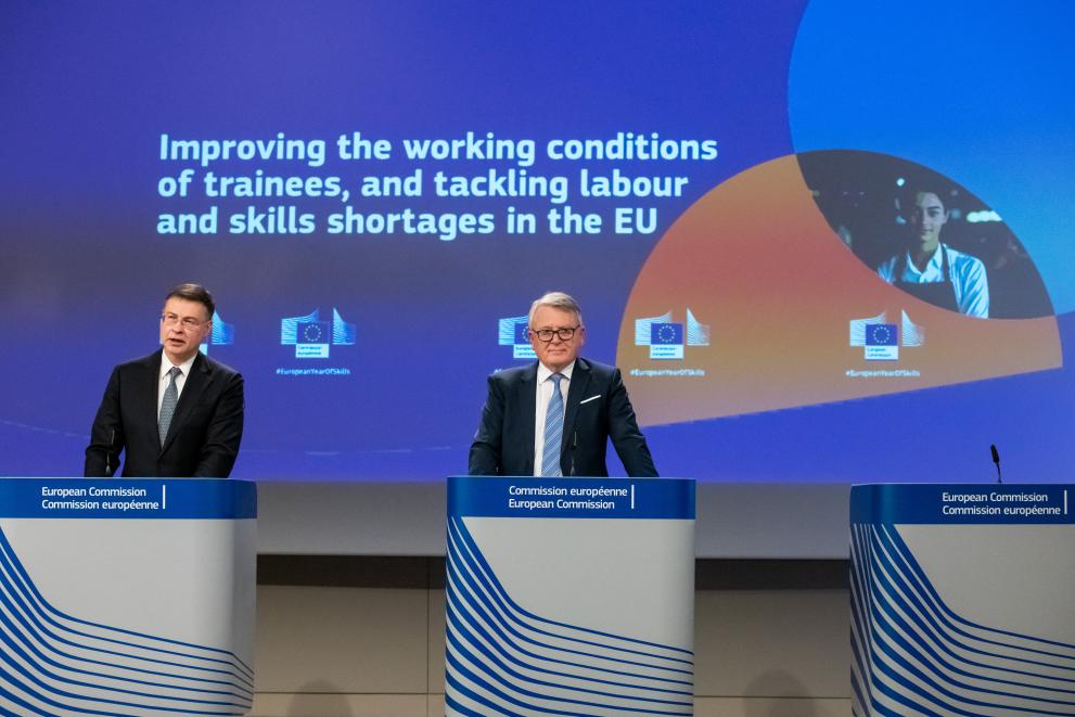 Read-out of the weekly meeting of the von der Leyen Commission by Valdis Dombrovkskis, Executive Vice-President, and Nicolas Schmit, European Commissioner, on improvingthe working conditions of trainees and tackling labour and skills shortages inthe EU